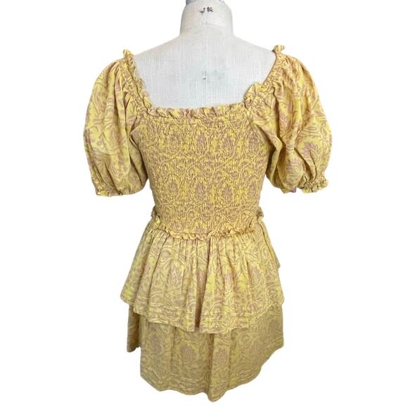 Cleobella Luna Mini Tiered Skirt Dress in Camellia Yellow Size Small - Picture 6 of 9